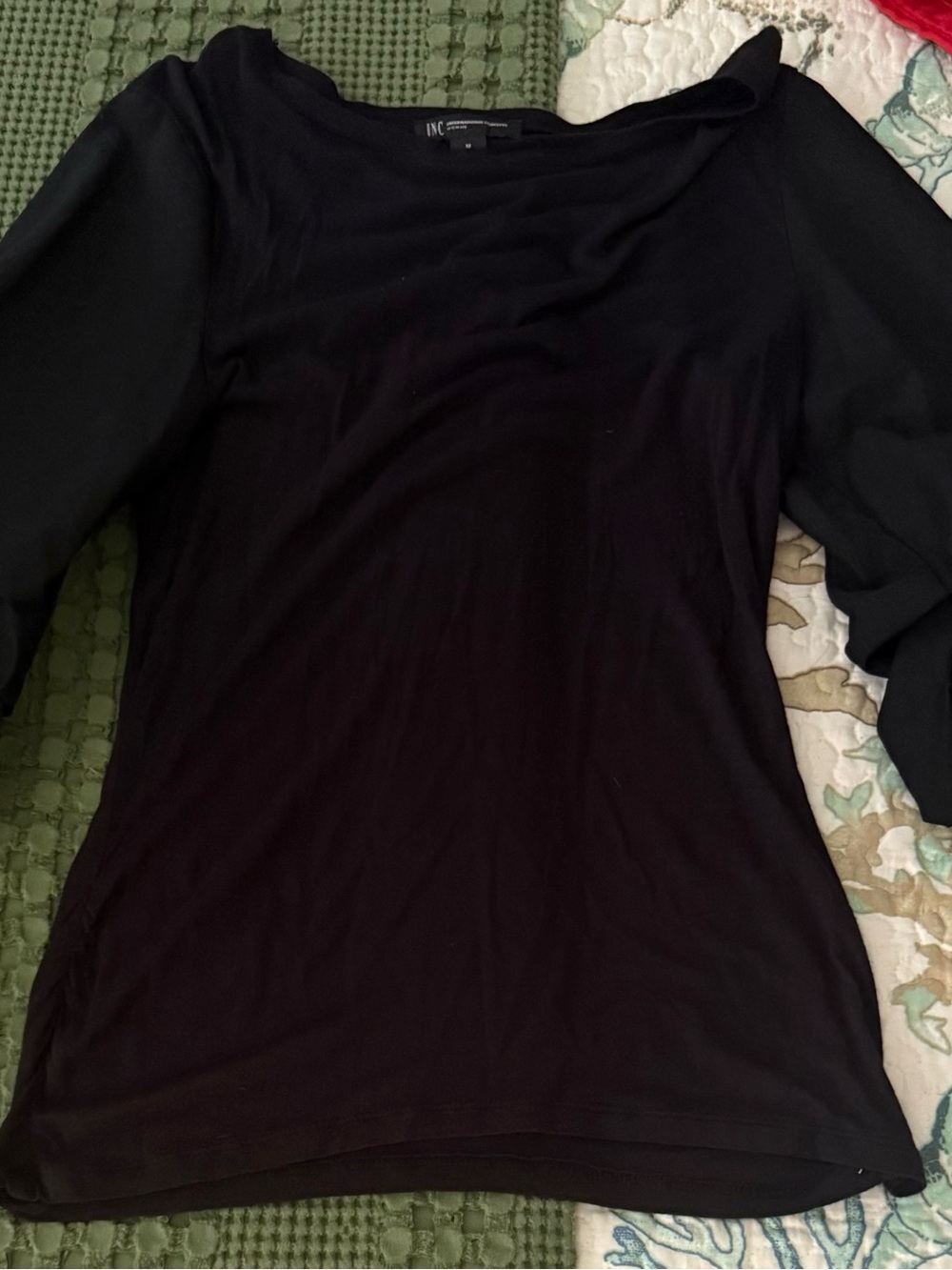 INC Black Ruffle Sleeve Top - Picture 5 of 5